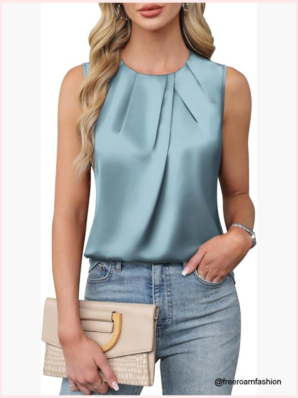 Satin Tank Top Business Casual Work Shirt Loose Fit Recycled Material